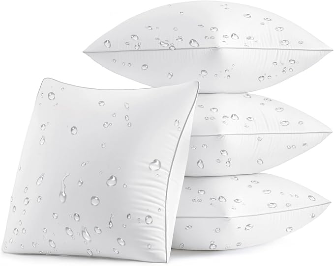 MIULEE Pack of 4 16x16 Outdoor Pillow Inserts, Waterproof Decorative Square Throw Pillow Inserts for Patio Sofa Garden Porch Couch