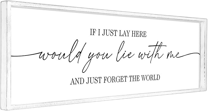 MODE HOME Farmhouse Bedroom Wall Art Above Bed with Title If I Just Lay Here Would You Lie With Me, Large Framed Wall Sign for Master Bedroom Wall Decor, Rustic Wall Art for Home Decor 42 x 15 Inch