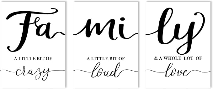 Family Signs Farmhouse Wall Decor:3 Piece Modern Family Quotes Wall Art Prints Love Sign for Home Decor Living Room Dining Room Hanging Paintings Romantic Minimalist Master Bedroom Decor 12"x16"