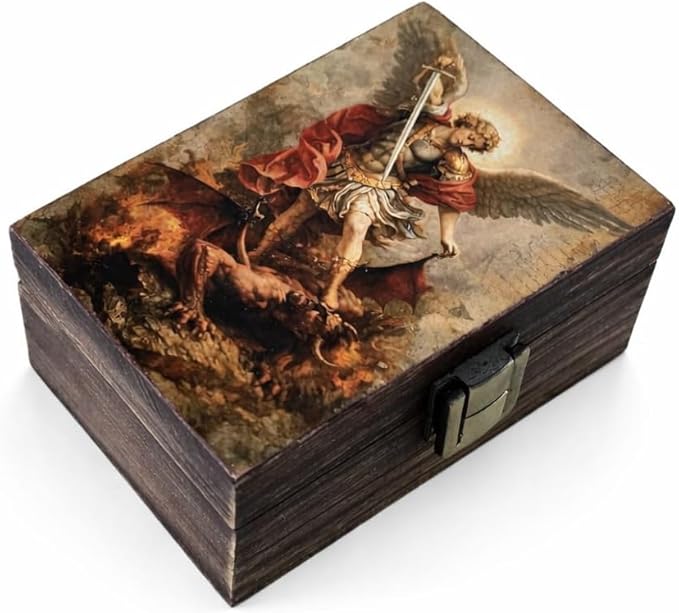 RK Collections Trinket Boxes Small Jewelry Keepsake Box (Saint Michael Archangel)