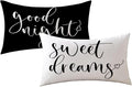 Bedding Decorative Lumbar Pillowcases Sweet Dreams Good Night Cushion Covers Sleep Themed Decorative Throw Pillow Covers 12''x20'',2Pack Super Soft for Bedroom Guest Room Housewarming Gifts (Black)