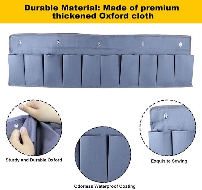 Oxford Fabric Bedside Hanging Storage Organizer, RV Shoe Storages Pockets for Bedside, Heavy Hanging Bedsides Storage Organizer with Sturdy Hooks Storages Pockets Hangs on Bed for Shoes, Tool (2)