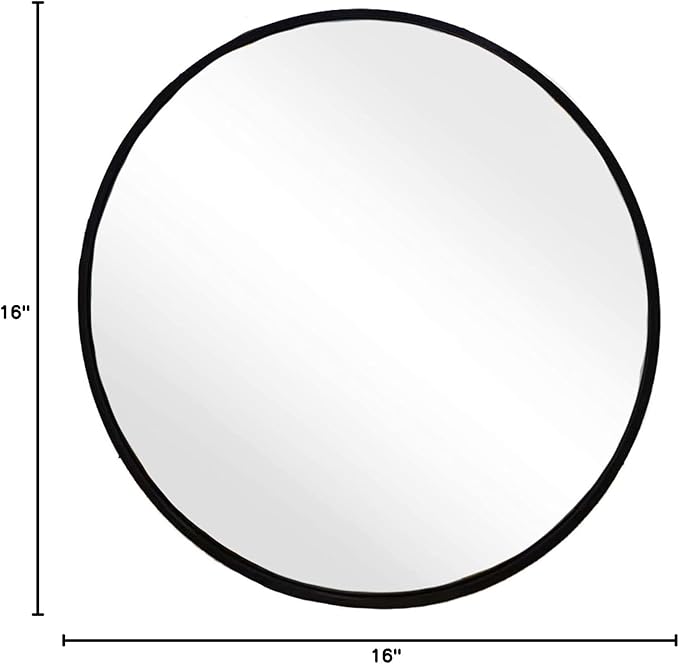 Small Round Mirror, 16 inch Round Mirror, Circle Black Mirrors, Metal Frame Circle Mirrors for Bathroom, Bedroom, Vanity, Wall Decor.