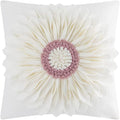 OiseauVoler Decorative 3D Flower Throw Pillow Covers Handmade Cushion Cover Cases for Couch Bed Living Room Farmhouse Home Decor 18 x 18 Inch Cream White