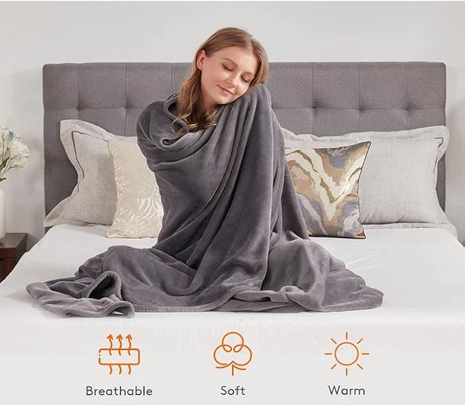 Polar Fleece Throw Blanket for Couch, Twin Bed, Chair, Kids, Adults, Pets 50x60 Soft Cozy Reversible Throw Blanket (Charcoal Grey)