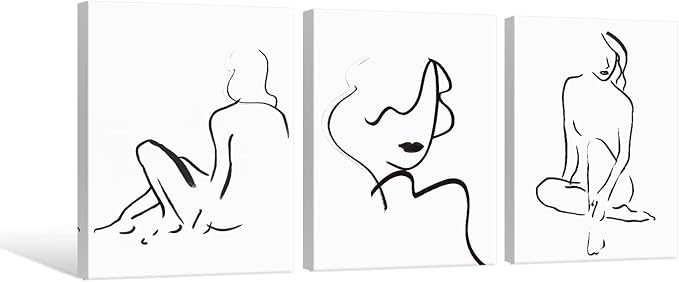 Chadow Artwork Abstract Woman Line Wall Art Black and White Wall Art Line Drawing Modern Minimalist Wall Decor Abstract Woman's Body Shape Poster Minimalist Line Artwork for Woman Bedroom Bathroom