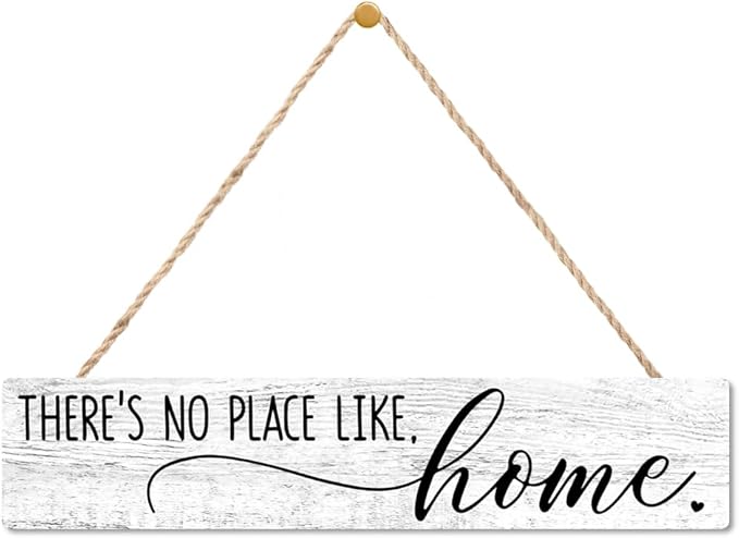 AGMDESIGN There's No Place Like. Home. Wooden Sign, Rustic Wall Decor for Shelf Desk Front Door, Farmhouse Bedroom Kitchen Bathroom Living Room Hanging Wooden Plaque, New Home Gifts for Friend Coworker