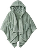 Wearable Blanket Sherpa Poncho Office Work Warm Cozy Shawl Blanket,Plush Cape Wrap for Adults
