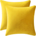 DEZENE Throw Pillow Covers 22x22 Yellow: Pack of 2 Cozy Soft Velvet Square Modern Luxury Decorative Throw Pillow Cases for Sofa Couch Living Room Bed Home Decor