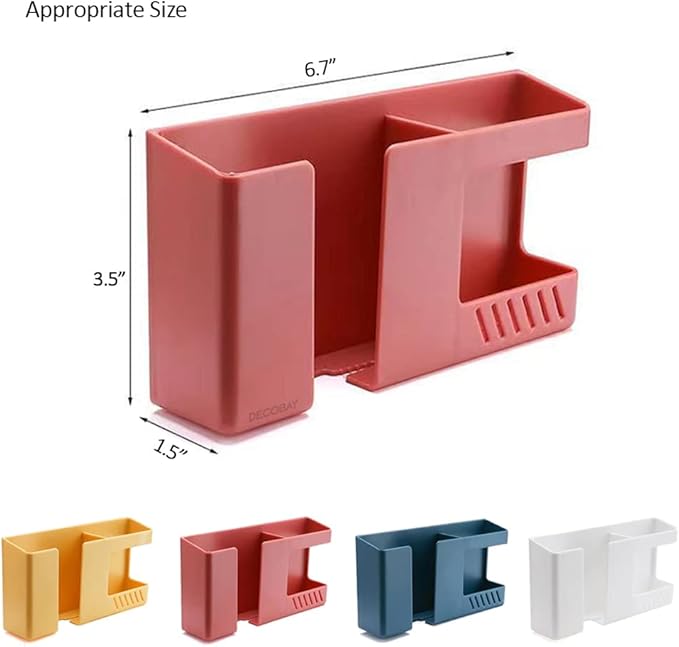 D3 Wall Mount Phone Holder, Punch-Free Wall-Mounted Mobile Phones Charging to Stand, Sticky Remote Control Storage Box Bedside Lazy Mobile Phone Rack, Multipurpose Storage Box (Red)