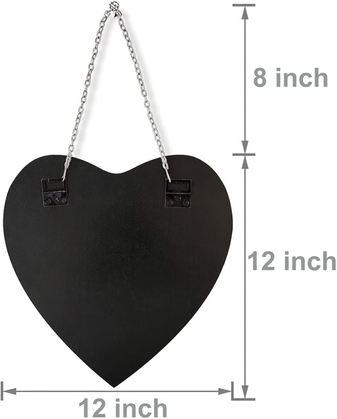 Heart Shaped Mirror with Iron Chain for Wall Decor 12x12 Inch - Wall Hang Real Glass Frameless Decorative Glam Mirror