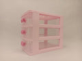 Plastic Storage Organizer for Girls – Cute Desktop Jewelry & Makeup Box with Bow Handles, Ideal for Teens’ Room Decor & School Supplies (Three Layers)