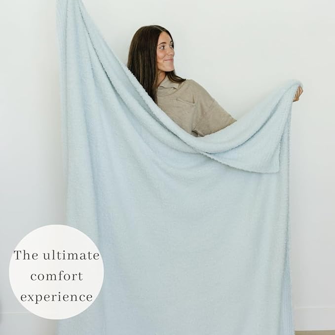 SARANONI Bamboni Luxury Throw Blanket | Oversized Super Soft Plush Home Decorative Comfy Blankets for Couch or Bed | Sky Blue - X-Large 60” x 80”