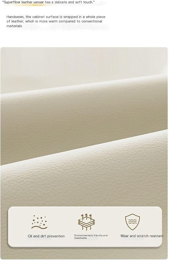 Practical Bedside Table with 2 Drawers, Modern Pu Leather Nightstand, Minimalist Night Stand for Bedroom Storage (Color : Off-White, Size : 40 * 40 * 50cm)