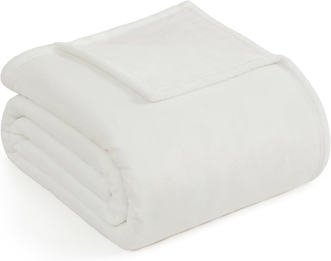 Casa Platino Fleece Blanket Twin Size – 300 GSM White Fleece Throw for Bed or Couch – Soft Cozy Warm Holiday Bed Blanket for Winter, Fuzzy Plush Elegant Gifts for Kids, Men & Women - 68x90 Inch