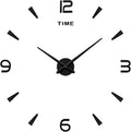 AILILIFE 3D DIY Wall Clock Decor Sticker Mirror Frameless Large DIY Wall Clock Kit for Home Living Room Bedroom Office Decoration (Black)