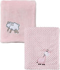 CREVENT 2Pcs 30''X40'' Cute Cozy Fluffy Warm Baby Blankets for Infants Toddlers' Bedding Crib Cot Stroller - Giraffe + Sheep