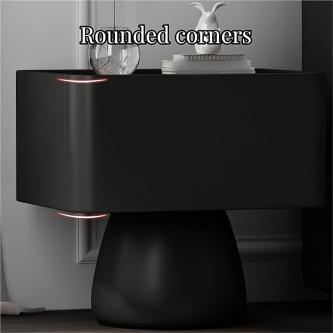 Creative Bedside Table with Drawers, Large Storage Capacity End Table, Wooden Nightstand with Leather Wrap for Living Room, Bedroom(White,19.7in)