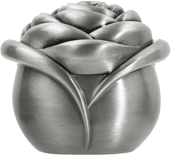 Vintage Rose Flower Style Antique Women Trinket Jewelry Gift Box Necklace Earrings Ring Storage Case, Sliver, Small