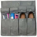 Gilbins Bedside Storage Caddy Cotton Canvas Bed Storage Pocket Bedside Organizer Hanging Bunk Organizer for Camp, College Dorm Rooms Grey
