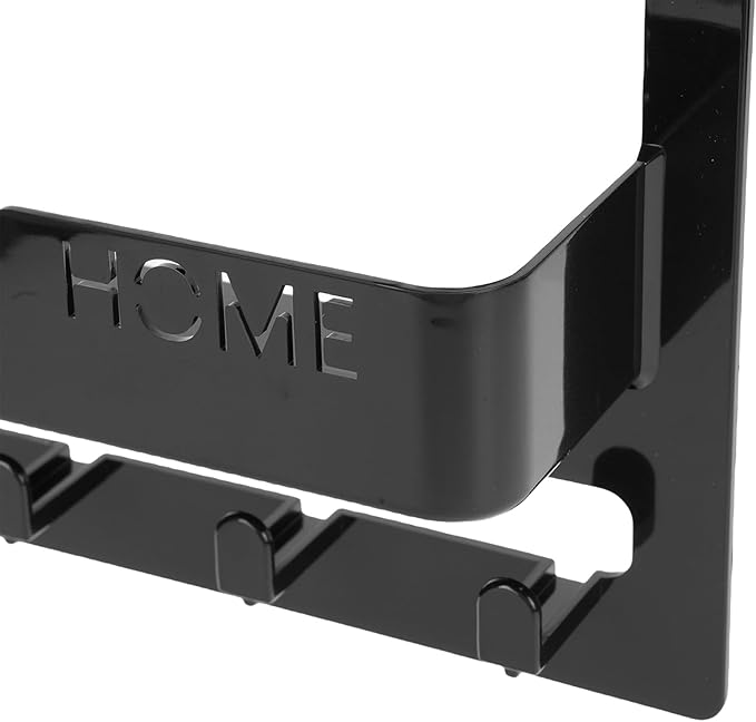 Ejoyous Bedside Shelf Wall Mount, Adhesive Phone Holder Organizer with Hooks and Cable Clips On Dorm Room, Wall Storage for Glasses Remote Earphone Cell Phone Charger Keys Snacks (Black)