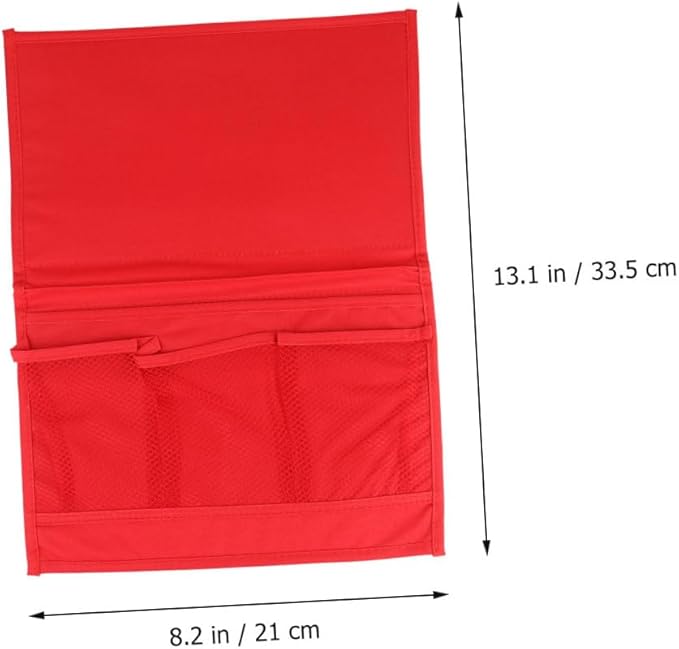 Hanging Bedside Storage Bag Organizer for Sofa Armrest Large Capacity Pouch for Phone Books and Chargers Practical Red Hanging Caddy for Home Dorm and Hospital Use