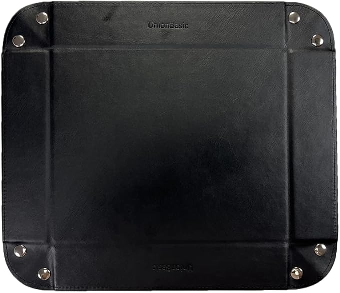 UnionBasic Medium Valet Tray, Jewelry Tray for Rings Watches Earrings, Entryway Catchall Caddy for Coins Keys Change, Nightstand Bedside Valet Holder, Trays for Electronic Gadgets, Black Plus