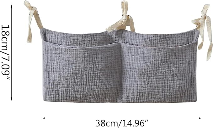 Bedside pouch for storing baby bottles and blankets - Bedside storage bag for organizing baby diapers - Gray
