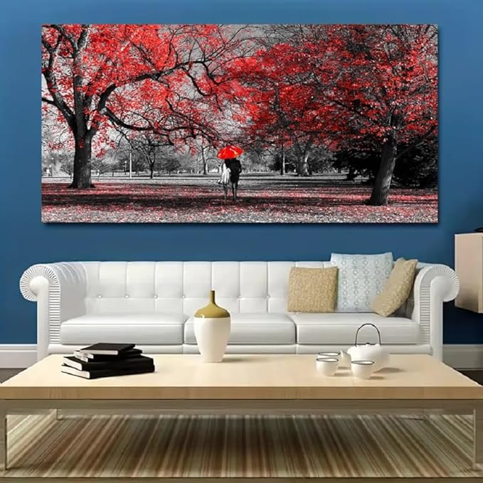Bamdeya Canvas Wall Art Tree Painting Forest Prints Art Scenery Picture for Romantic Couples - Framed Large Wall Art - Living Room & Bedroom - 30x60inches