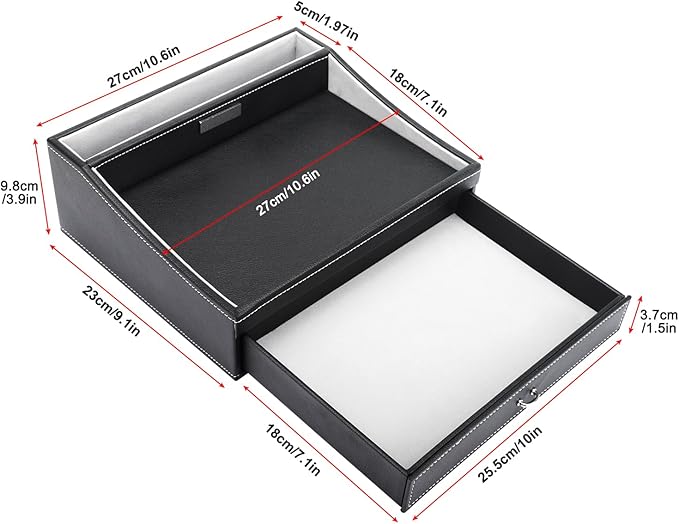 Baoyun Gifts for Dad Mens Nightstand Organizer, Jewelry Box for Men, Mens Dresser Organizer Countertop, Large Capacity Leather Valet Tray for Phones Pad Wallet Key Christmas Gifts for Men