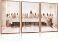 CHDITB Jesus Last Supper Framed Canvas Wall Art Set Of 3, Christian Twelve Apostle Wall Decor, Scripture Jesus Wall Painting,Bible Renaissance Easter Art Prints For Dining Room Church (12X16 Inch)