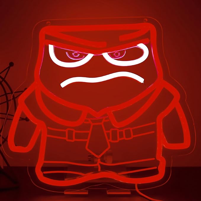 Cartoon Anime Neon Sign for Wall Decor Dimmable Cartoon Anger Neon Light Sign, LED Anger Neon Light for Bedroom Birthday Christmas Party Gifts10.9 * 12.2Inch