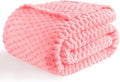 Bnuitland Soft Flannel Throw Blanket(50X70 inches), 3D Jacquard Fluffy Lightweight Fleece Blanket for Couch,Sofa,Bed, 300 GSM Super Cozy Warm for All Season Home Decor,Light Pink