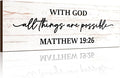 Jetec Farmhouse Bible Verse Scripture Wall Signs, with God All Things Are Possible Wooden Plaque Decor for Church Home Christian Wall Art Decor(17 x 6 Inch, Matthew)