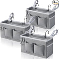 3pcs Bedside Caddy Hanging Storage Bag, Water Cup Holders, Organizer Baskets with Pockets for Bunk Bed Shelf, Hospital Beds, Loft & Dorm Rooms Accessories (Bedside bag-Grey)