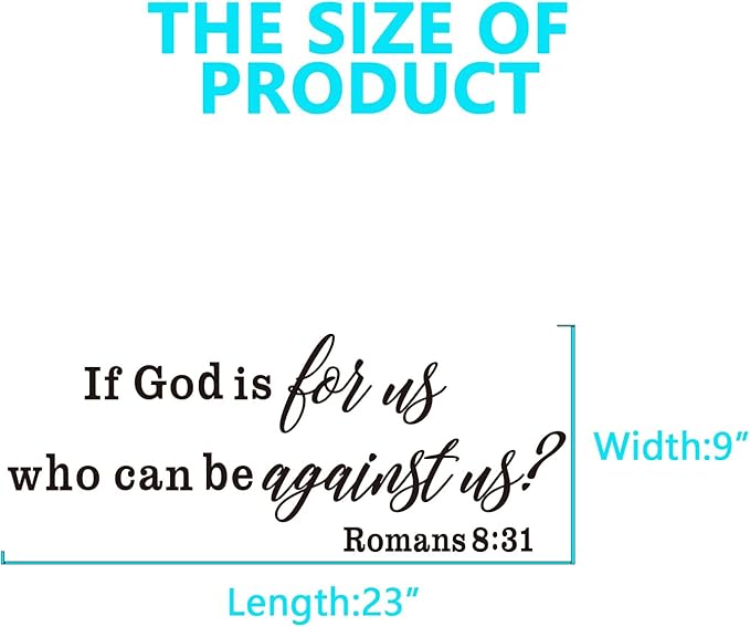 Bible Verse Wall Stickers for Bedroom: Christian Quotes Inspirational Living Room Vinyl Art Wall Decals - If God is for Us Who can be Against US 23" X 9"
