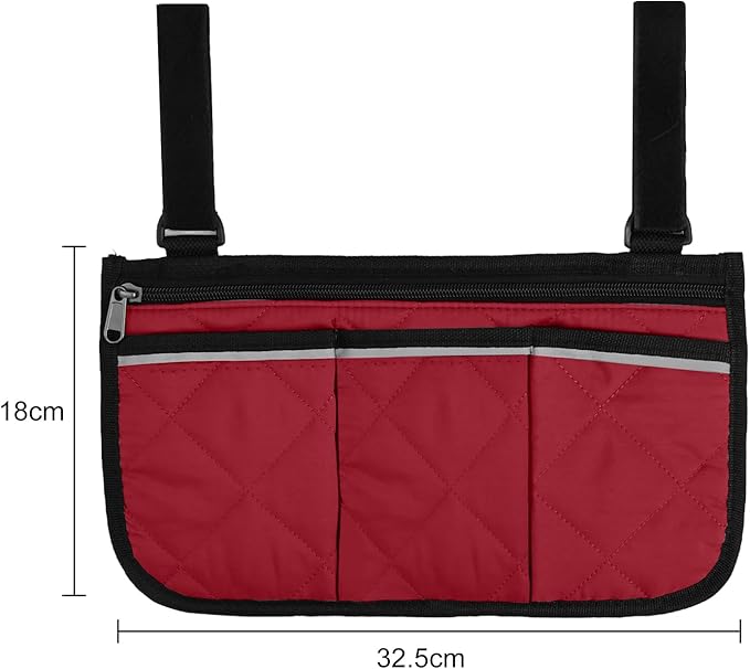 Camping Armrest Storage Bag, Chair Armrest Organizer, Car Seat Hanging Bag, Extended Back Buckle Canvas Beach Chair StorageBag, Side HangingBag For Bedside/Outdoor/Beach/Camping(red)