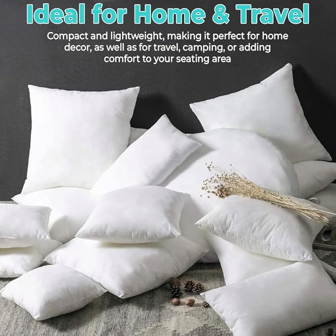 QUBA LINEN 12 x 20 Throw Pillow Insert - Pack of 2 White, Down Alternative Pillow Inserts for Decorative Pillow Covers, Throw Pillows for Bed, Couch Pillows for Living Room (12x20 Inch (Pack of 2))