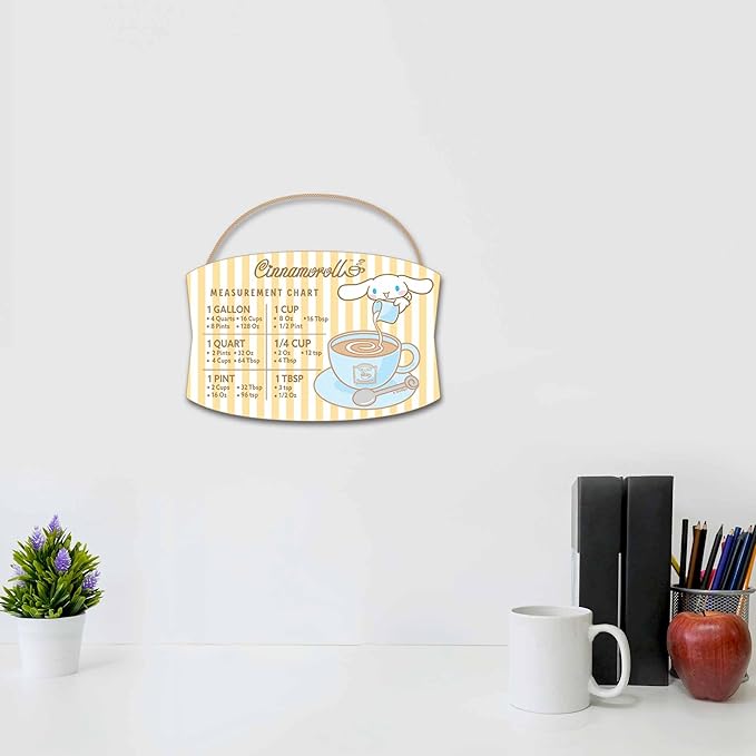Cinnamoroll Hanging Wood Measurement Sign - Fun Cinnamoroll Kitchen Conversion Chart for Home