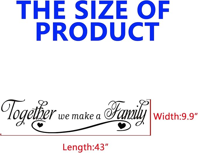 SEATUNE Family Inspirational Quotes Wall Decals - Positive Motivational Home Wall Stickers - Bedroom Living Room Home Vinyl Art Wall Decor - Together We Make A Family 43"X9.9"