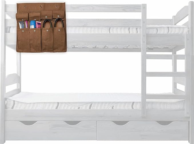 Gilbins Bedside Storage Caddy Cotton Canvas Bed Storage Pocket Bedside Organizer Hanging Bunk Organizer for Camp, College Dorm Rooms Camel