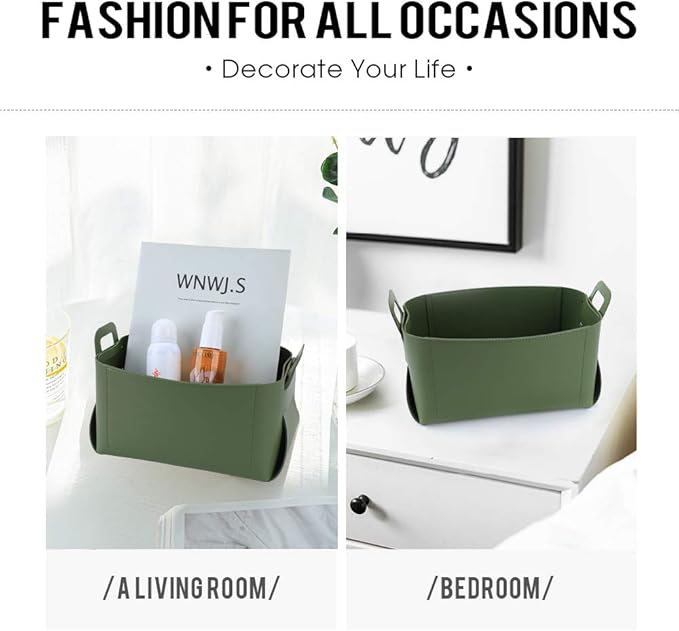 Leather Valet Tray, Jewelry & Catchall Tray, Desktop Storage Organizer, Bedside Caddy for Men - Key Wallet Watch Coin Phone Change, Candy Holder - Convenient for Travel (06 Green 1)