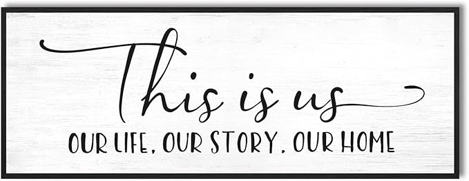 YPY This Is Us Family Wall Decor Sign for Living Room, Farmhouse Home Decor Wall Entryway Quotes Bedroom Decorative Plaques Art 32'' x 12''