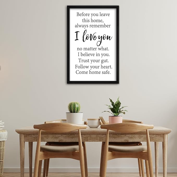 RLWangChao Before You Leave This Home Wall Decor Art 16"X11" I Love You Sign Inspirational Quotes Family Entryway Wood Framed Wall Hanging (Black)