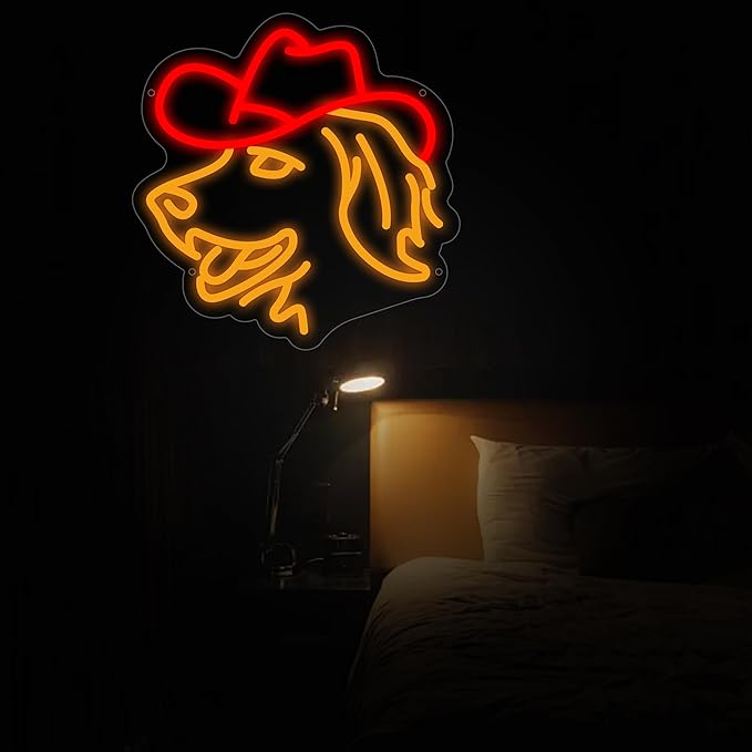 Golden Retriever Neon Sign, Cute Dog LED Sign for Wall Decor, Cowboy Dog Led Light Sign for Pet Shop, Bedroom, Home Wall Decor, Party Decor, Gift for Pet Lover and Child