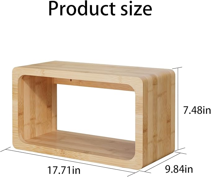 Bamboo Floating Nightstand with Storage Drawer and Modern Open Shelf Cubby，Bedroom, Living Room, Kitchen, Tool Room for use. (Natural, Prepare for Departure)