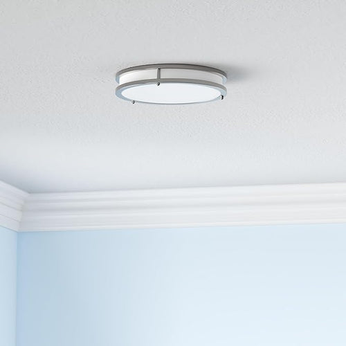 12 Inch 36W LED Ceiling Lights, 2700K/3000K/4000K/5000K/6500K Adjusted Flush Mount Ceiling Light, 3200LM Super Bright Dimmable Brushed Nickel Lighting Lamp Fixture for Bedroom Bathroom Dining, 2-Pack