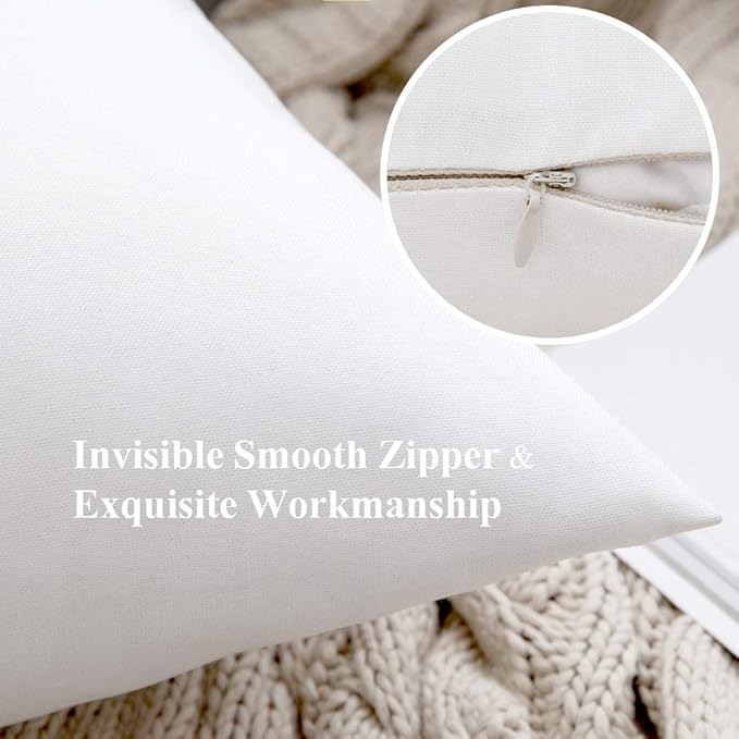 MIULEE Pack of 2 Decorative Outdoor Solid Waterproof Throw Pillow Covers Euro Sham Faux Linen Garden Farmhouse Cushion Cases for Patio Tent Balcony Couch Sofa 22x22 Inch White