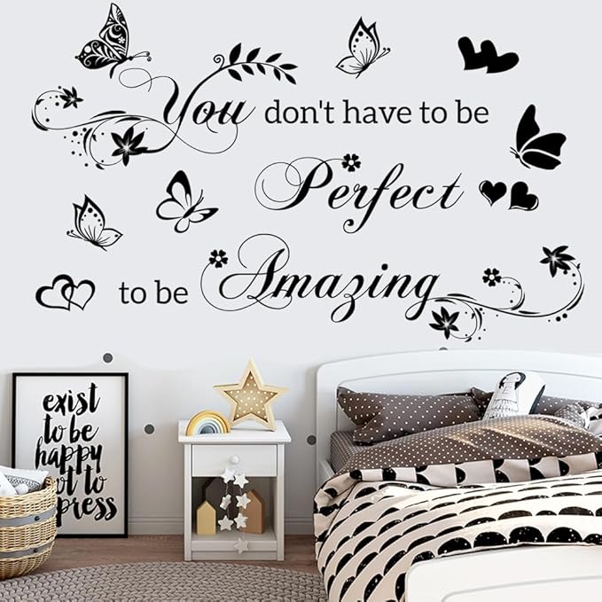 Wall Stickers for Bedroom Inspirational Quotes Wall Decals You Don't Have to Be Perfect to Be Amazing Decorations Wall Sticker for Living Room Wall Decal Hallway Wall Sticker Home Decor