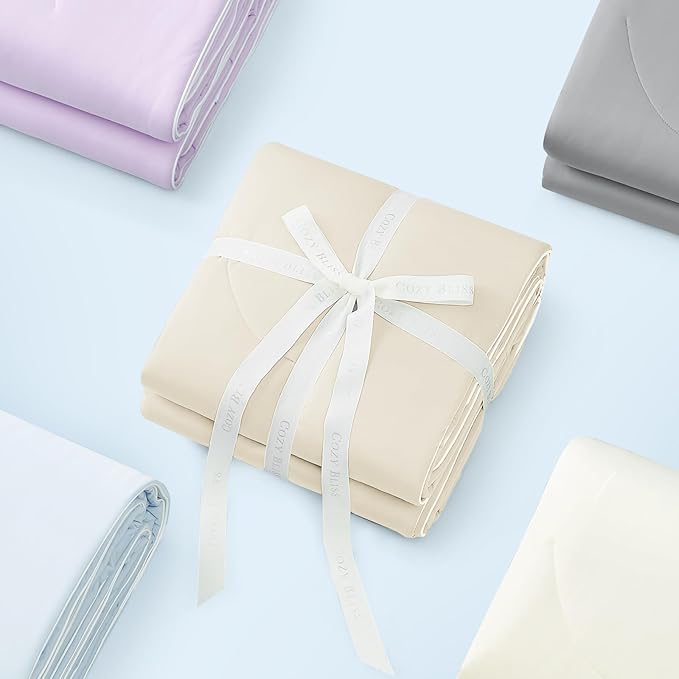 Cozy Bliss Cooling Comforter Queen Size, Reversible Lightweight Cooling Blankets for Hot Sleepers and Night Sweats, Q-Max>0.45 Soft Breathable Silky Smooth Summer Comforter, Khaki, 90"x90"